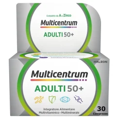 Multicentrum Adulti 50+ Integratore Alimentare Multivitaminico Vitamina B D E Magnesio Calcio 30 Compresse