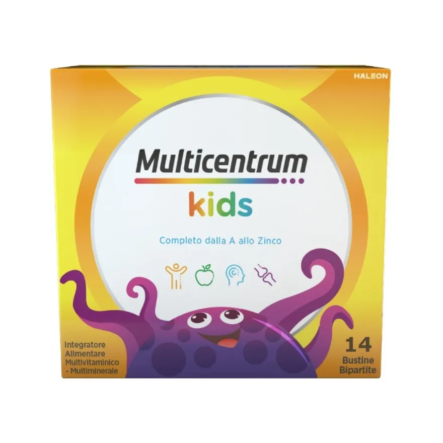 Multicentrum Baby Kids Integratore Multivitaminico Multiminerale Vitamine/Ferro/Calcio Bimbi 3Anni+ 14 Bustine