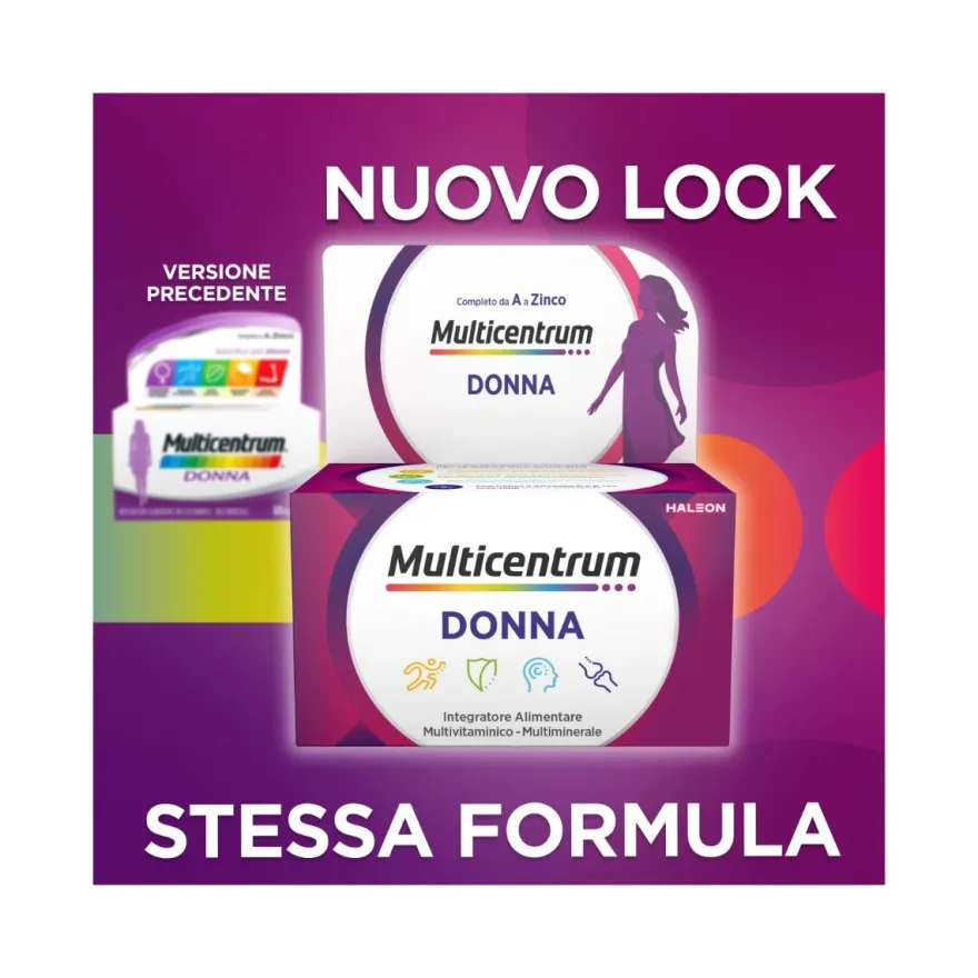 Multicentrum Donna Integratore Alimentare Multivitaminico Vitamina D Calcio Ferro Acido Folico 30Cpr