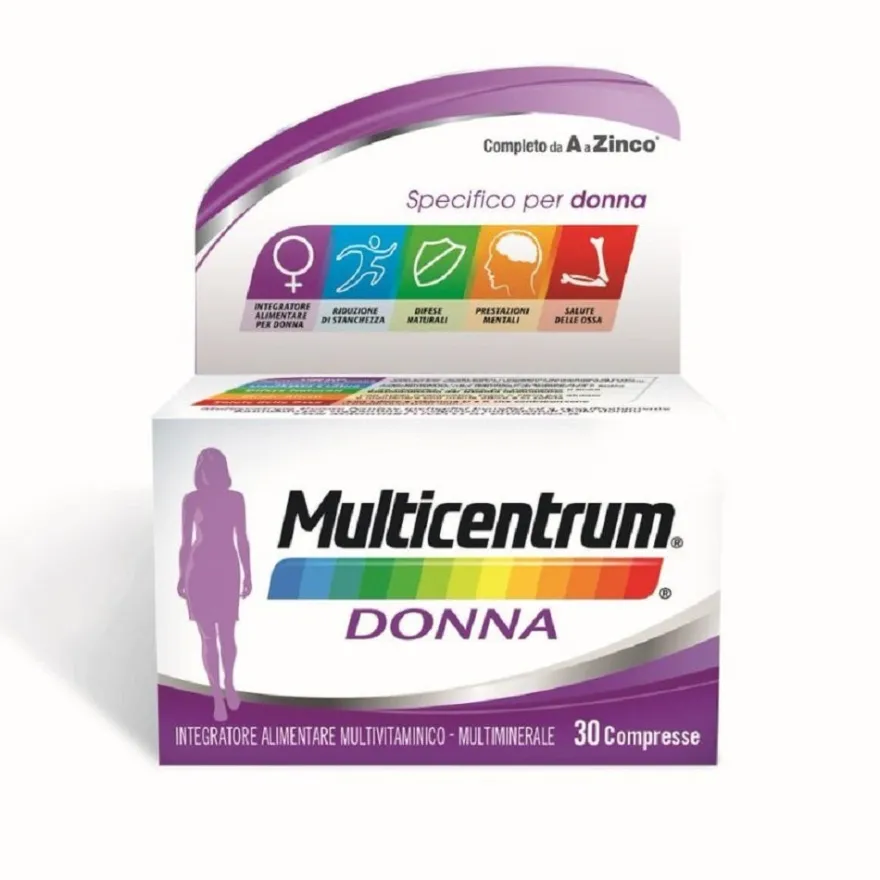 Multicentrum Donna Integratore Alimentare Multivitaminico Vitamina D Calcio Ferro Acido Folico 30Cpr