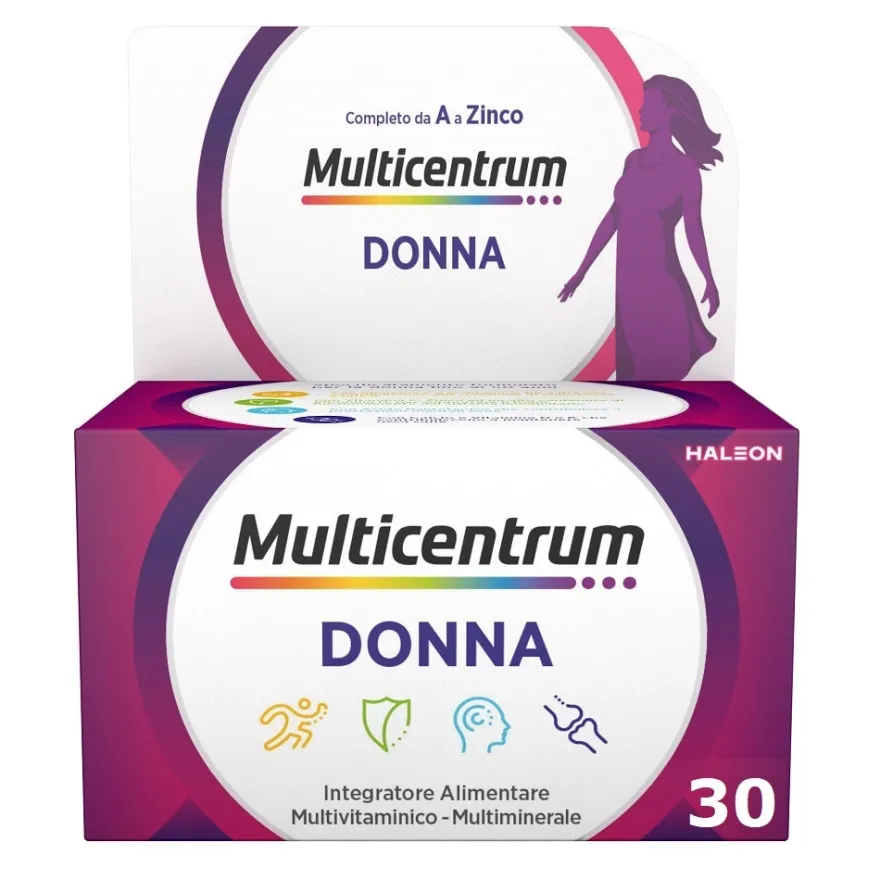 Multicentrum Donna Integratore Alimentare Multivitaminico Vitamina D Calcio Ferro Acido Folico 30Cpr