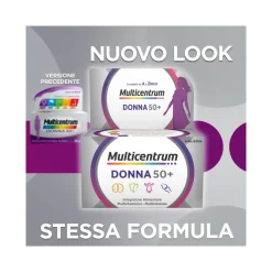 Multicentrum Donna 50+ Integratore Multivitaminico Multiminerale Calcio Ferro Acido Folico 60 Compresse