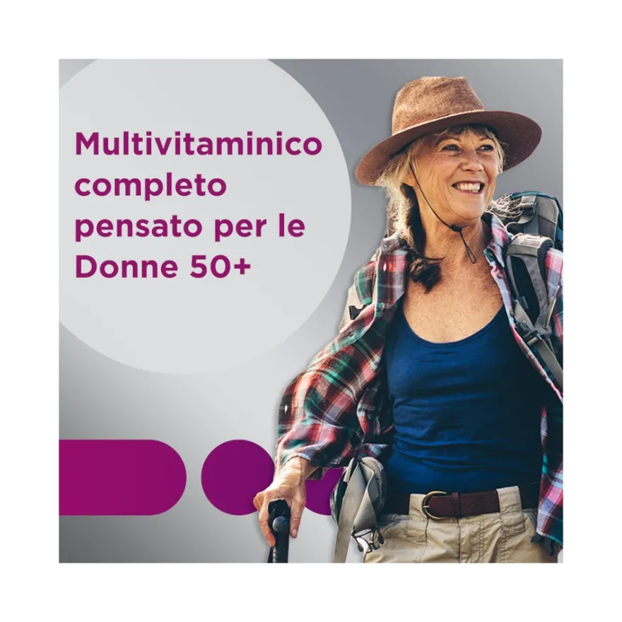 Multicentrum Donna 50+ Integratore Multivitaminico Multiminerale Ferro Calcio Vitamina D D3 30 Compresse