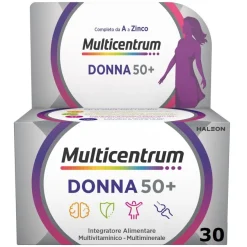 Multicentrum Donna 50+ Integratore Multivitaminico Multiminerale Ferro Calcio Vitamina D D3 30 Compresse