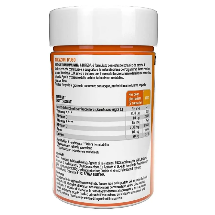 Multicentrum Immunità & Difesa Con Sambuco Integratore Alimentare Vitamina C Difese Immunitarie 30 Compresse