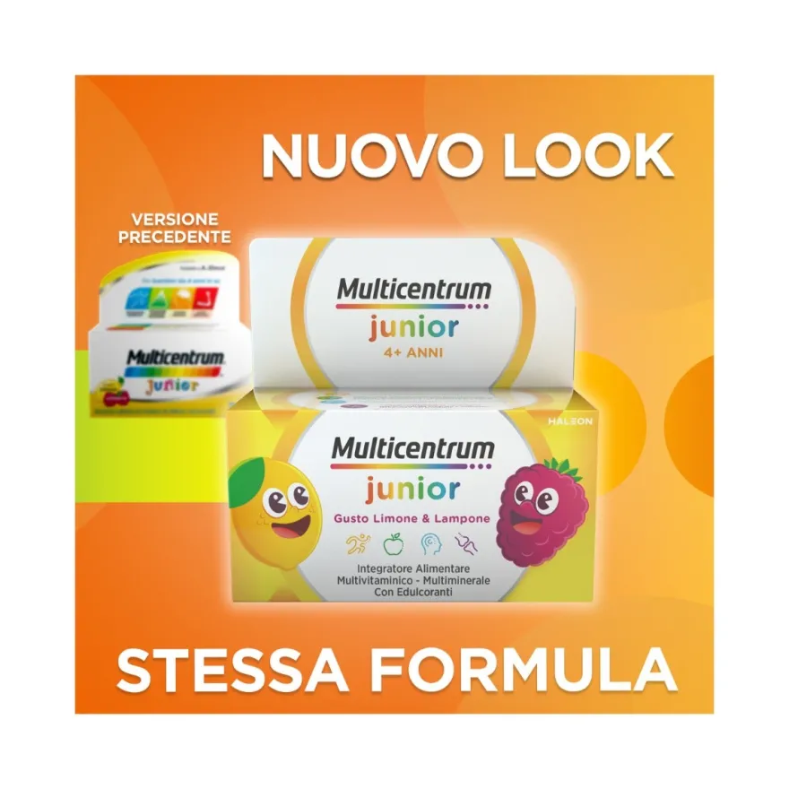 Multicentrum Junior Integratore Alimentare Vitamine Bambini 4+ Vitamina D3 Vitamina C Ferro 30 Cpr