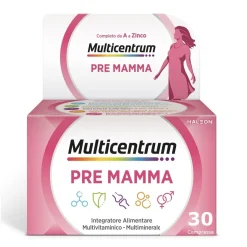 Multicentrum Pre-Mamma Integratore Alimentare Multivitaminico Acido Folico Calcio Vitamina D E 30 Compresse