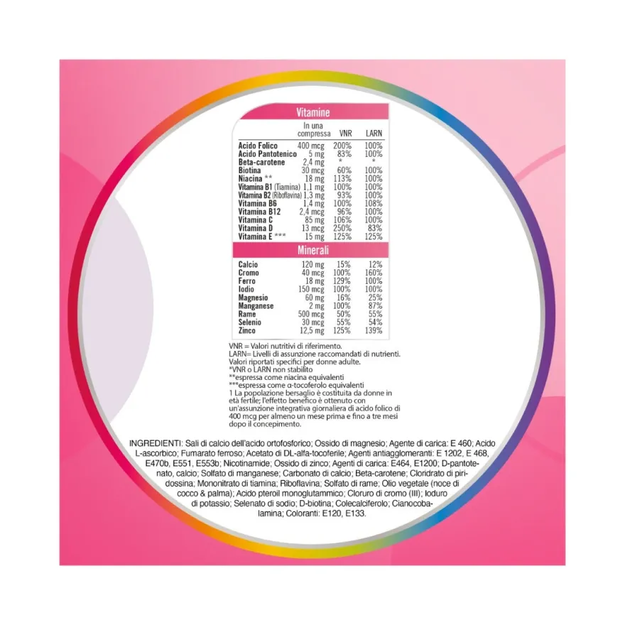 Multicentrum Pre-Mamma Integratore Alimentare Multivitaminico Acido Folico Calcio Vitamina D E 30 Compresse