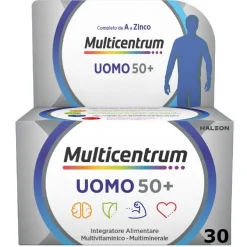 Multicentrum Uomo 50+ Integratore Alimentare Multivitaminico Vitamina D3 C B Zinco Magnesio 30 Compresse