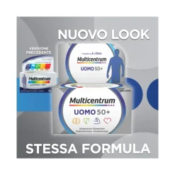 Multicentrum Uomo 50+ Integratore Alimentare Multivitaminico Vitamina D3 C B Zinco Magnesio 30 Compresse