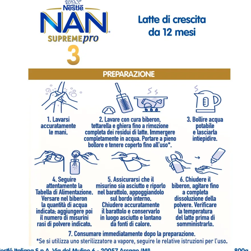 Nan Supreme Pro 3 Latte Di Crescita Polvere 800g