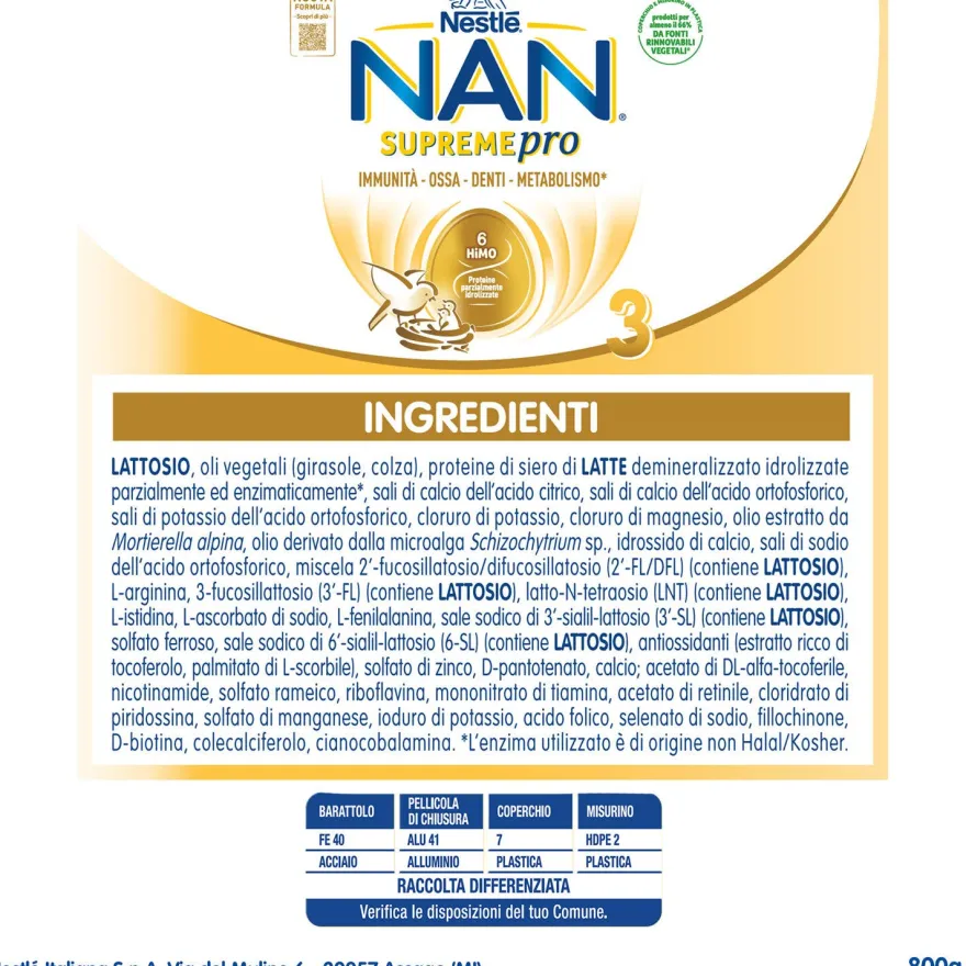 Nan Supreme Pro 3 Latte Di Crescita Polvere 800g