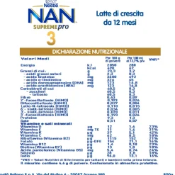 Nan Supreme Pro 3 Latte Di Crescita Polvere 800g