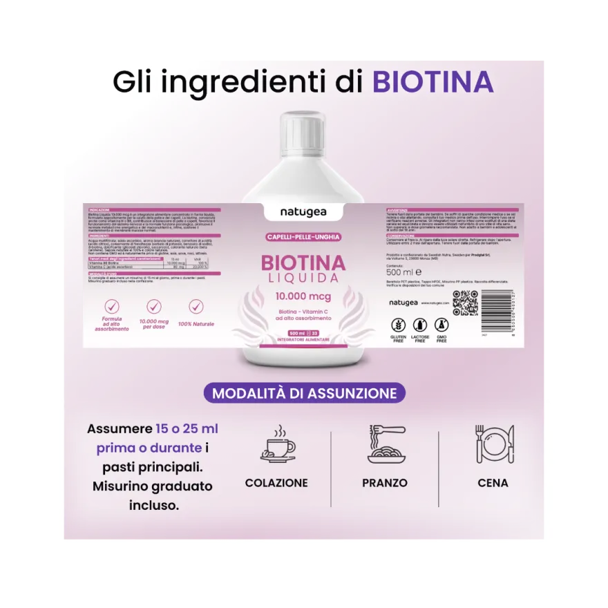 Natugea Biotina Liquida 10.000 mcg 500ml