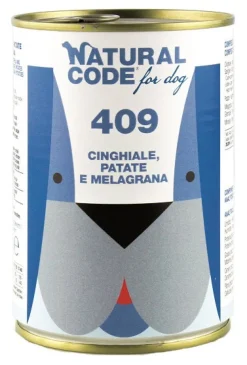 Natural Code 409 Cibo Umido Con Cinghiale/Patate/Melograno Per Cani Adulti Barattolo 400g