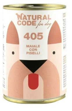Natural Code 405 Cibo Umido Con Maiale/Piselli Per Cani Adulti Barattolo 400g