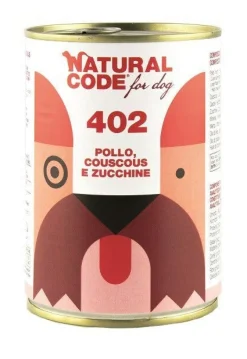 Natural Code 402 Cibo Umido Con Pollo/Couscous/Zucchini Per Cani Adulti Barattolo 400g