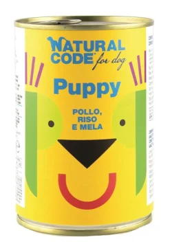 Natural Code Puppy 01 Cibo Umido Con Pollo/Riso/Mela Per Cuccioli Barattolo 400g