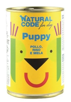 Natural Code Puppy 01 Cibo Umido Con Pollo/Riso/Mela Per Cuccioli Barattolo 400g