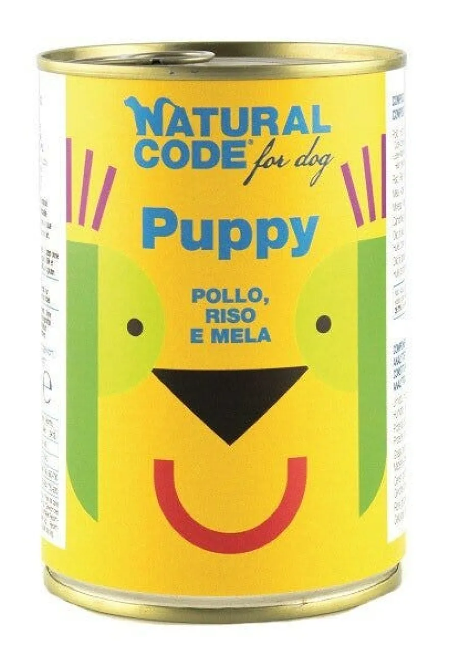 Natural Code Puppy 01 Cibo Umido Con Pollo/Riso/Mela Per Cuccioli Barattolo 400g