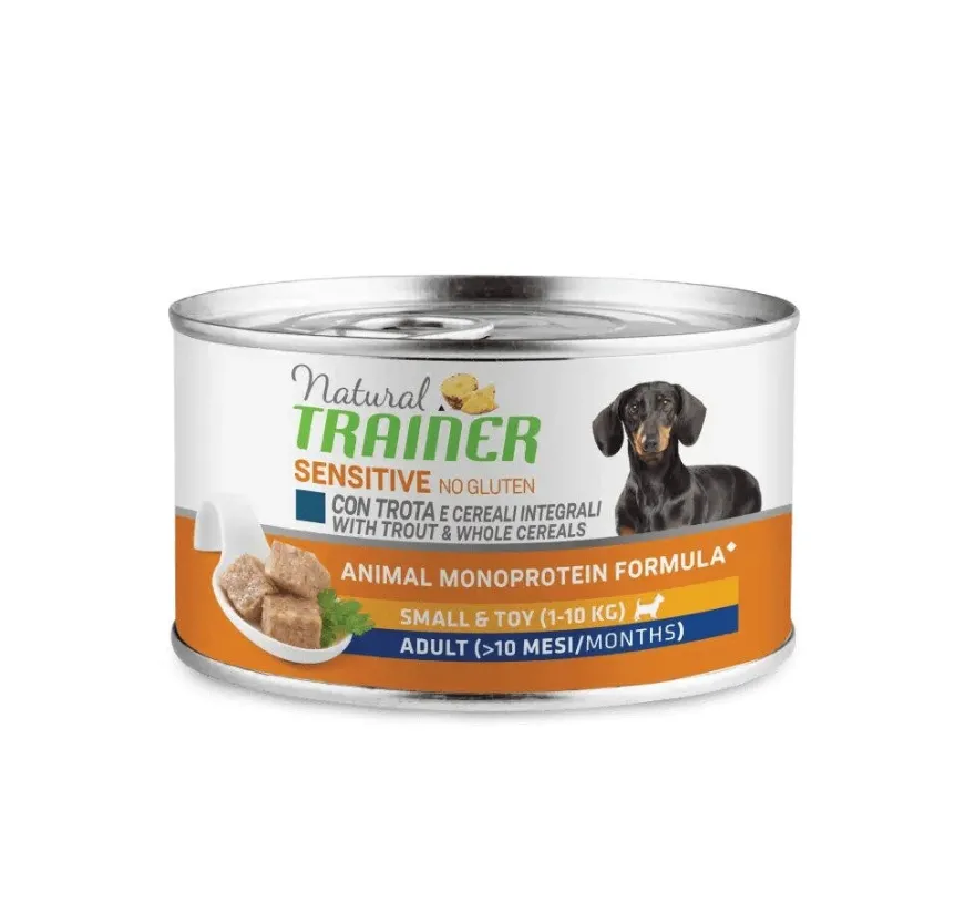Natural Trainer Cane Sensitive No Gluten Small & Toy Adult con Trota e Cereali Integrali 150g