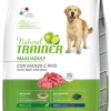 Natural Trainer Crocchette Manzo/Riso Per Cani Adulti Taglia Grande Sacco 3kg