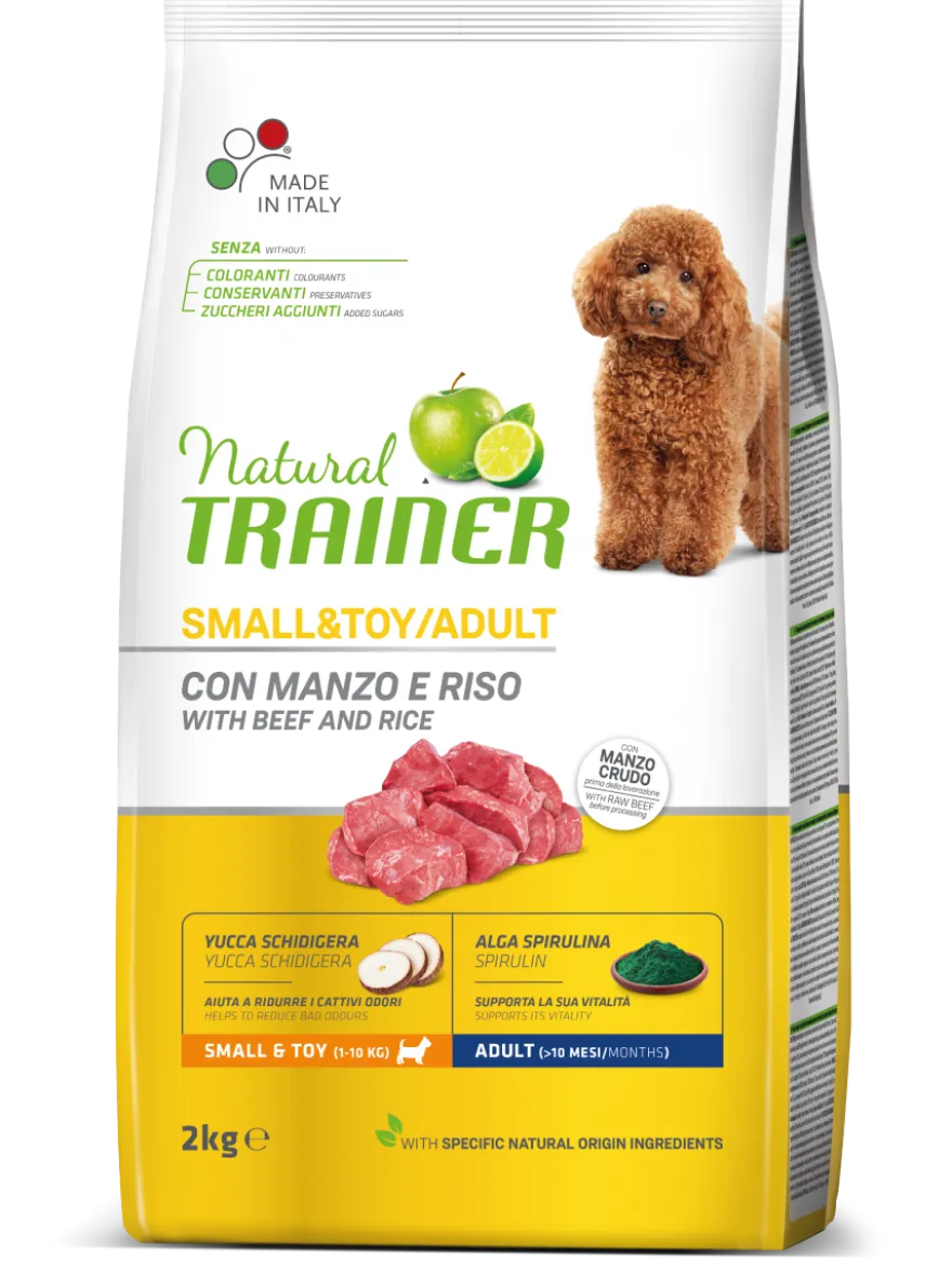 Natural Trainer Crocchette Manzo/Riso Per Cani Adulti Taglia Piccola Sacco 2kg