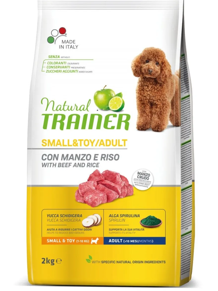 Natural Trainer Crocchette Manzo/Riso Per Cani Adulti Taglia Piccola Sacco 2kg