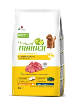 Natural Trainer Crocchette Manzo/Riso Per Cani Adulti Taglia Piccola Sacco 2 Kg