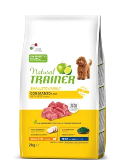 Natural Trainer Crocchette Manzo/Riso Per Cani Adulti Taglia Piccola Sacco 2 Kg