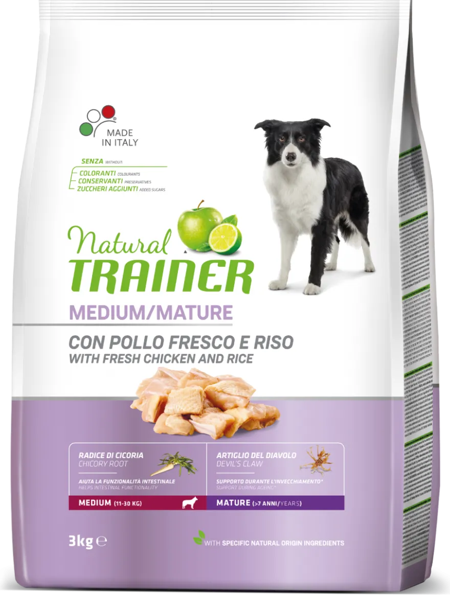 Natural Trainer Crocchette Pollo Fresco Per Cani Adulti Taglia Media Sacco 3kg