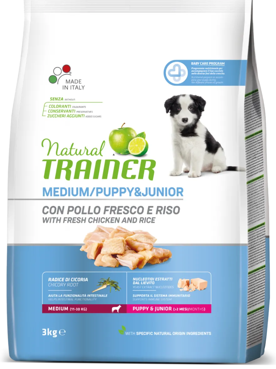 Natural Trainer Crocchette Pollo Fresco Per Cuccioli Taglia Media Sacco 3kg
