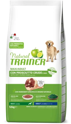 Natural Trainer Crocchette Prosciutto Crudo Per Cani Adulti Taglia GrandeSacco 12 Kg