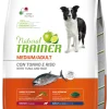 Natural Trainer Crocchette Tonno/Riso/Alga Spirulina Per Cani Taglia Media Sacco 3kg