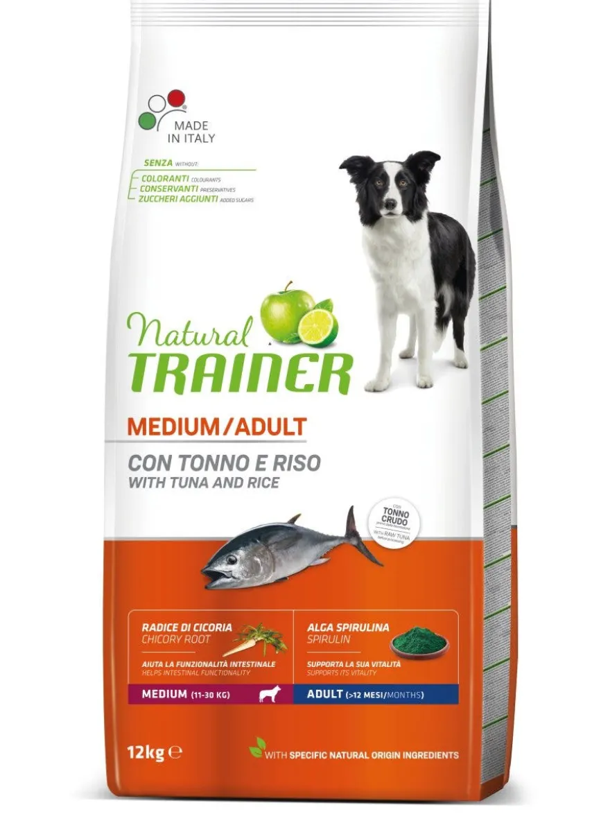 Natural Trainer Crocchette Tonno/Riso/Alga Spirulina Per Cani Taglia Media Sacco 12kg