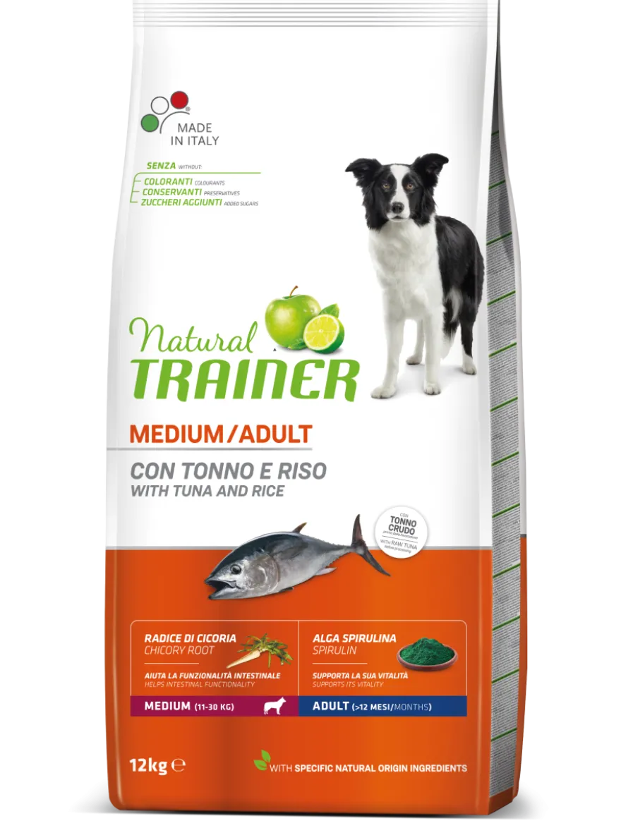 Natural Trainer Crocchette Tonno/Riso/Alga Spirulina Per Cani Taglia Media Sacco 12kg