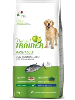 Natural Trainer Crocchette Tonno/Riso/Alga Spirulina Per Cani Taglia Grande Sacco 3kg