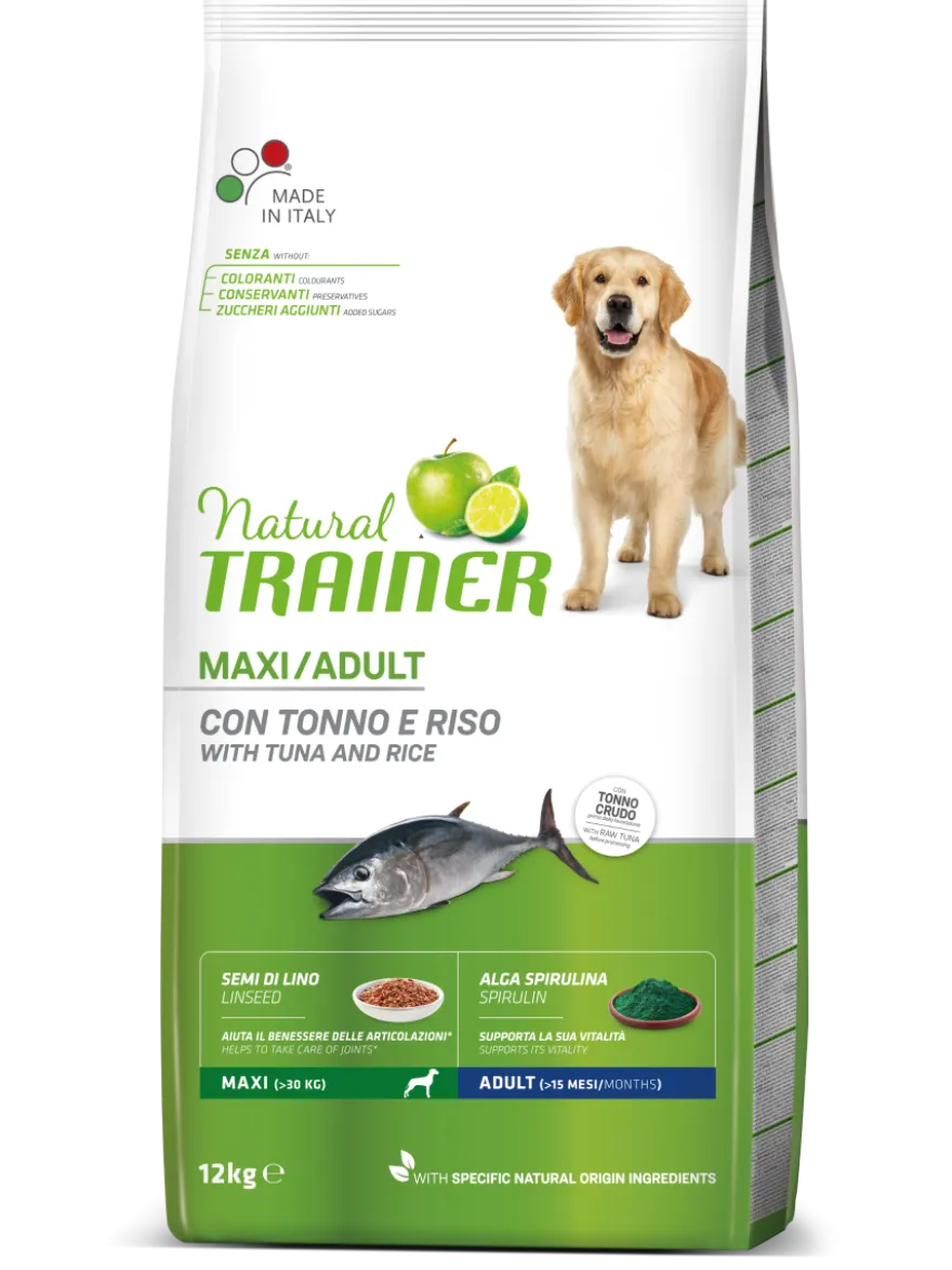 Natural Trainer Crocchette Tonno/Riso/Alga Spirulina Per Cani Taglia Grande Sacco 3kg