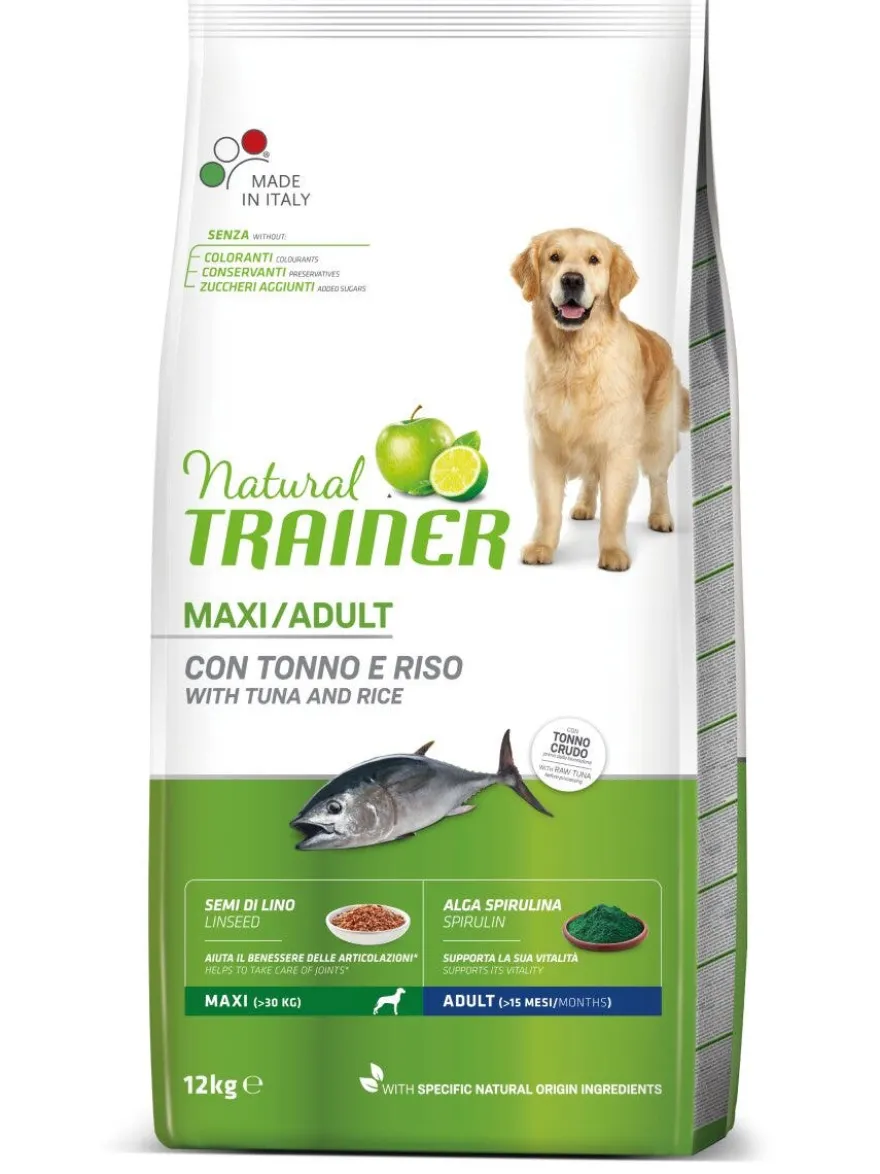 Natural Trainer Crocchette Tonno/Riso/Alga Spirulina Per Cani Taglia Grande Sacco 3kg