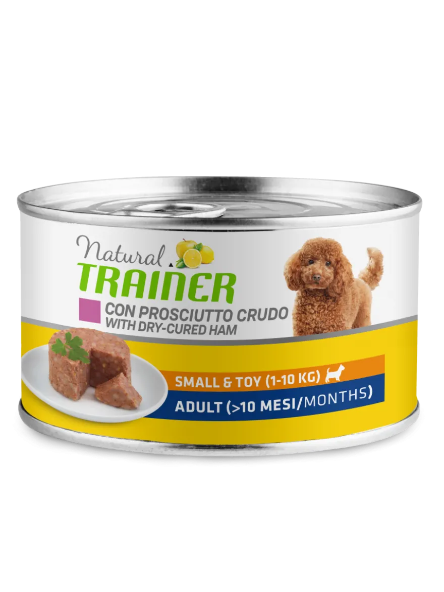 Natural Trainer Maintenance Mature Con Prosciutto Crudo Cani Adulti Taglia Mini Lattina 150g
