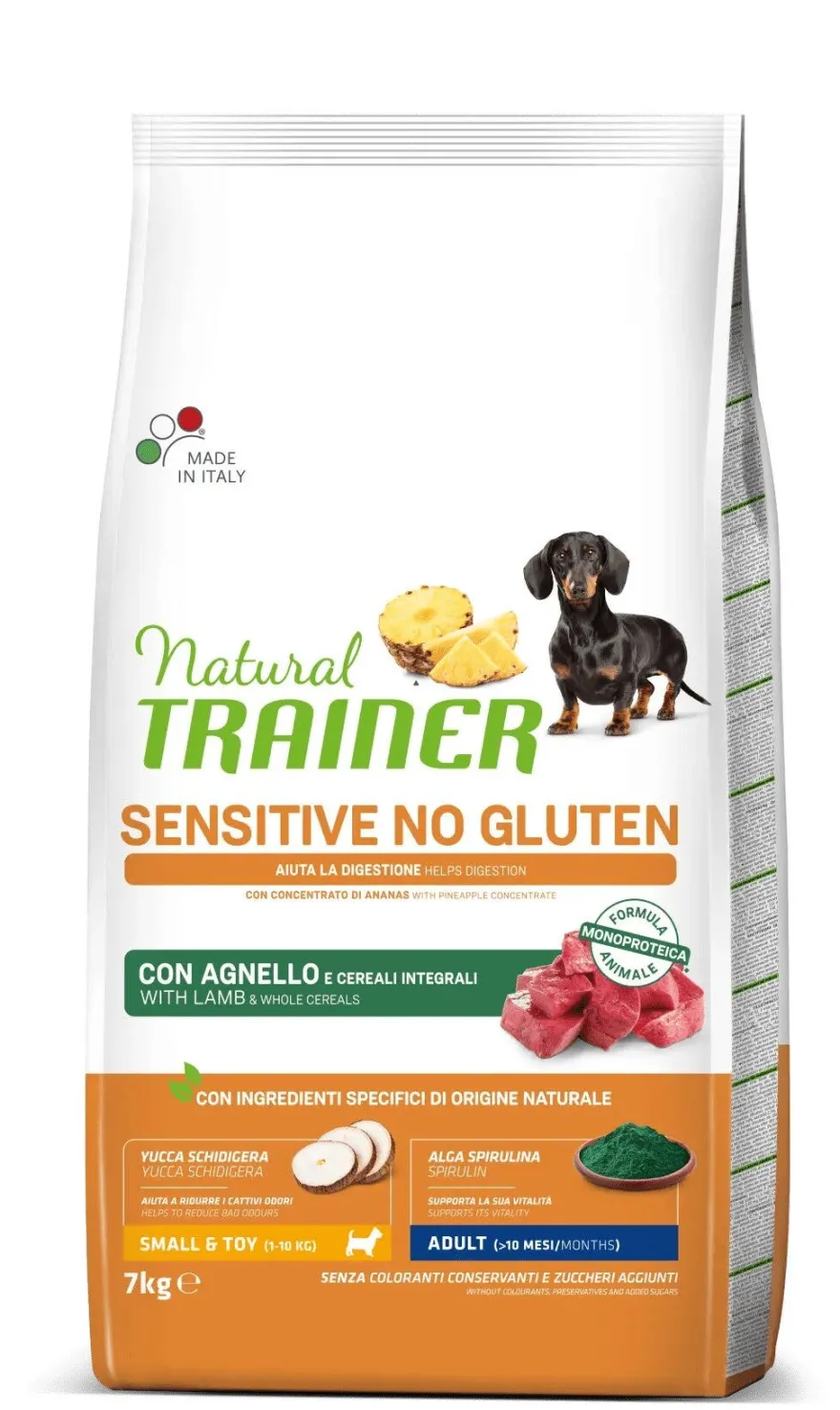 Natural Trainer Sensitive Senza Glutine Crocchette Agnello Per Cani Adulti Taglia Mini 7kg
