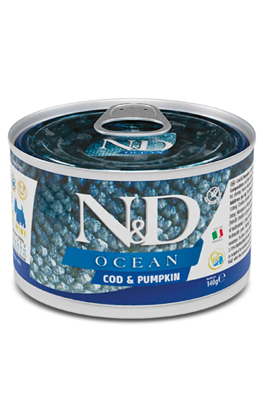 N&D Dog Ocean Cibo Umido Merluzzo E Zucca Per Cani Adulti Taglia Mini 140g