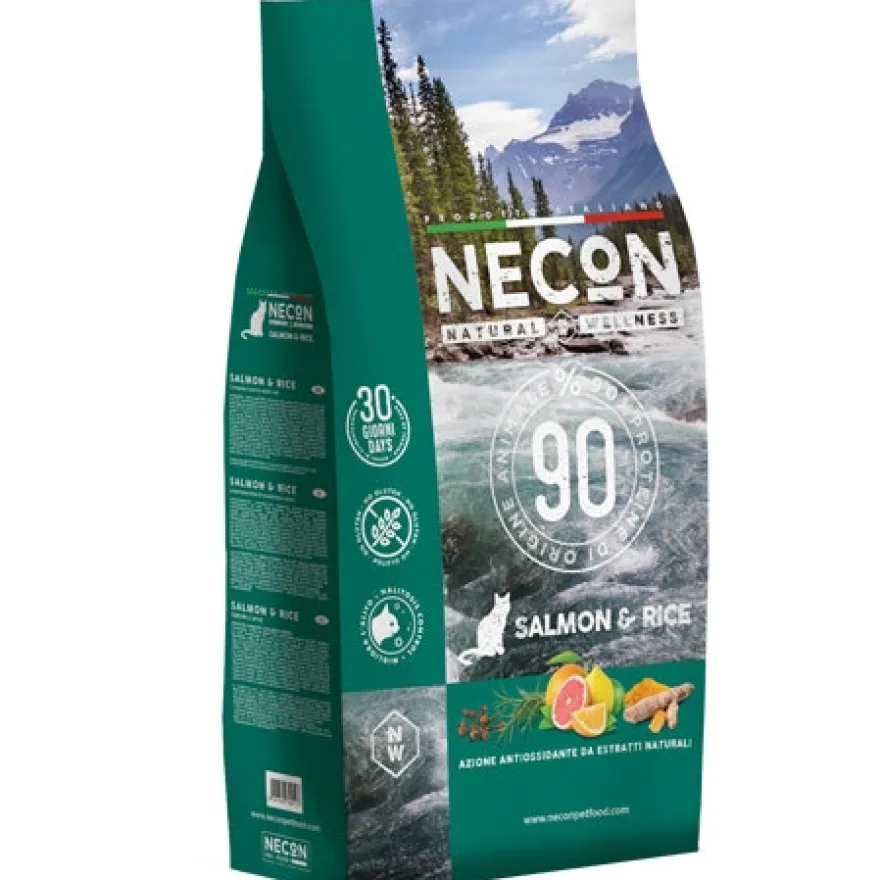 Necon Natural Wellness Adulti Salmone/Riso Alimento Completo Per Gatti Adulti Sacco1,5kg