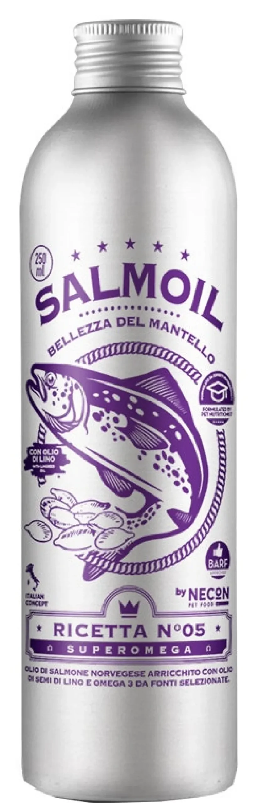 Necon Salmoil Ricetta 5 Bellezza Del Pelo Alimento Complementare Per Cani E Gatti 250ml