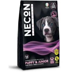 Necon Zero Grain Puppy E Junior Crocchette Pesce E Piselli Per Cani Cuccioli Sacco 12kg
