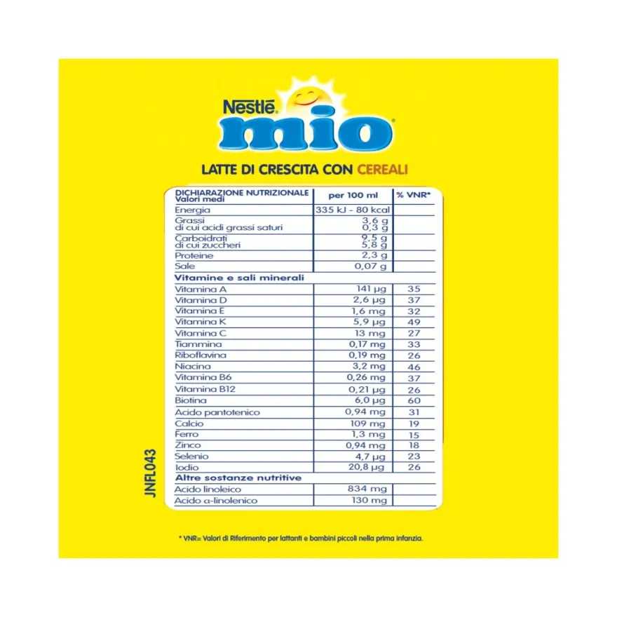 Nestlé Mio Latte Di Crescita Con Cereali Liquido Brick 500ml