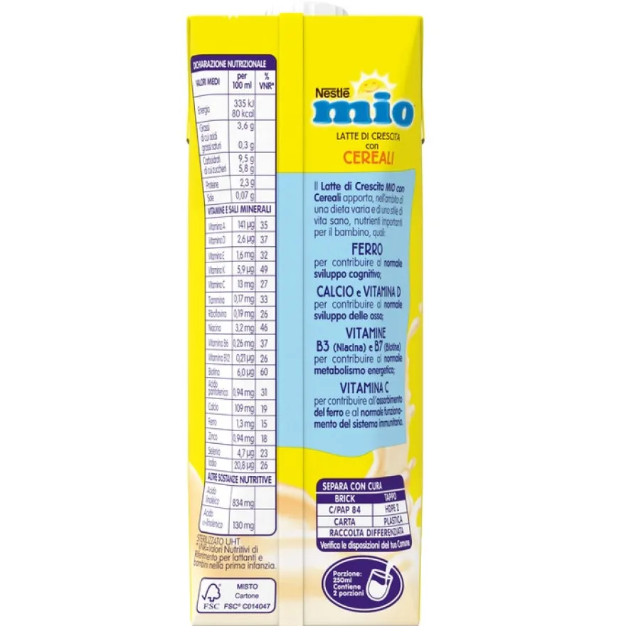 Nestlé Mio Latte Di Crescita Con Cereali Liquido Brick 500ml
