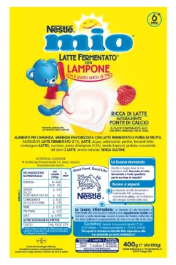 Nestlé Mio Merenda Latte Fermentato Lampone 4 Vasetti Da 100g