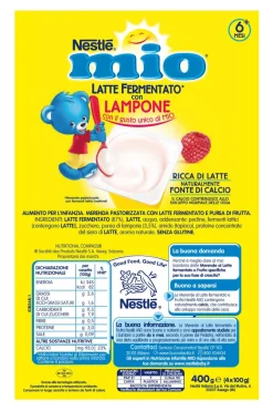 Nestlé Mio Merenda Latte Fermentato Lampone 4 Vasetti Da 100g