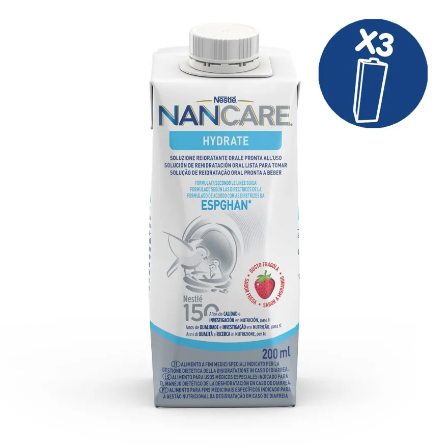 Nestlé Nancare Hydrate Alimento A Fini Medici Speciali Alla Fragola 3 Brick Da 200ml